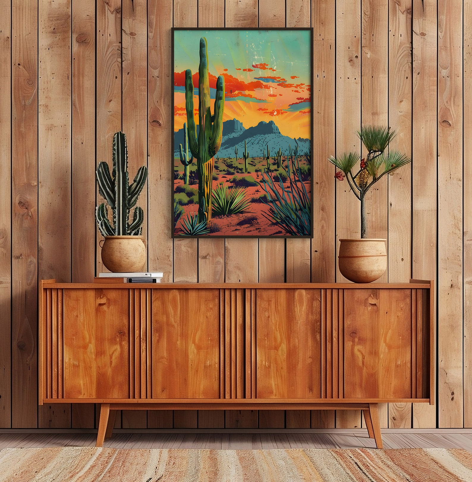 Vintage Postcard Colorful Desert Landscape Art Poster Print Wall Decor ...