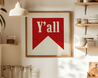 Y'all Poster Wall Decor Art Print Square Typography Art Poster For Dorm Print For Bar Decor Poster Art Gift For Ranch House Decor Artwork