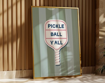 Pickleball Wall Art for Game Room Decor Pickleball Sign for Player Home Sports Theme Room Accent Pickleball Print Lover Gift Green Poster