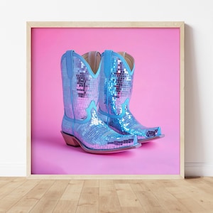 Cowgirl Room Decor Western Wall Art Boot Print Pink Blue Wall Art Modern Cowgirl Decor Coastal Cowgirl Decor Dorm Room Decor Girls Room Decor Western Home Decor Country Western Decor Western Gift Gift For Her