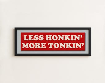 Retro Wall Art Honky Tonk Texas Vintage Style Garage Decor Man cave Sign Automotive Humor Truck Enthusiast Western Decoration Framed Sticker