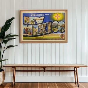Vintage New Mexico Postcard Art Poster Print Wall Art Print Greetings From New Mexico Art Print