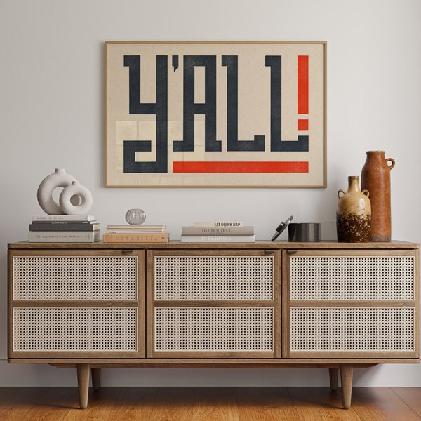 Y'all Typography Wall Art Poster Letterpress Style Art Print For Living Room Wall Decor For Office Print Trendy Design Western Home Decor