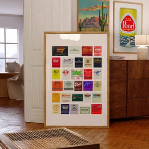 Dallas Texas Matchbook Collage Art Plakat Matchbox City Wall Art Vintage Bar Cart Texas Plakat Dekoracja ścienna