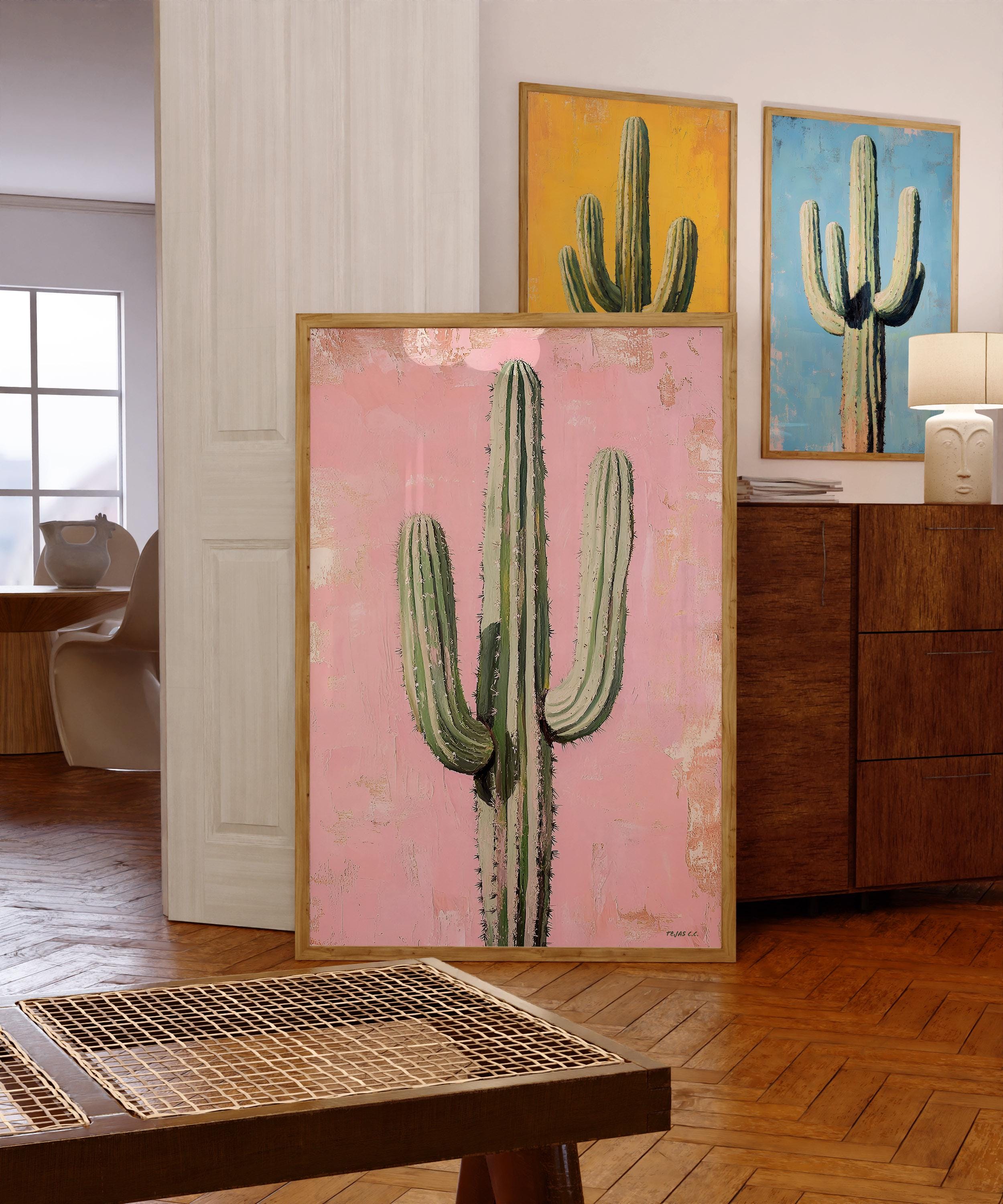 Cactus Trendy Wall Art Poster Print Pink Desert Decor Western Poster ...