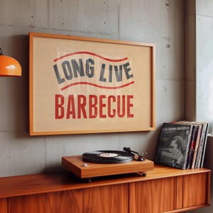 BBQ Wall Art for Kitchen Room Decor Texas BBQ Grill Print Home Display Man Cave Wall Accent for Dad BBQ Gift Room Art Patio Decor Grill