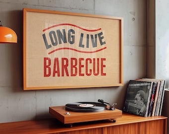 BBQ Wall Art for Kitchen Room Decor Texas BBQ Grill Print Home Display Man Cave Wall Accent for Dad BBQ Gift Room Art Patio Decor Grill