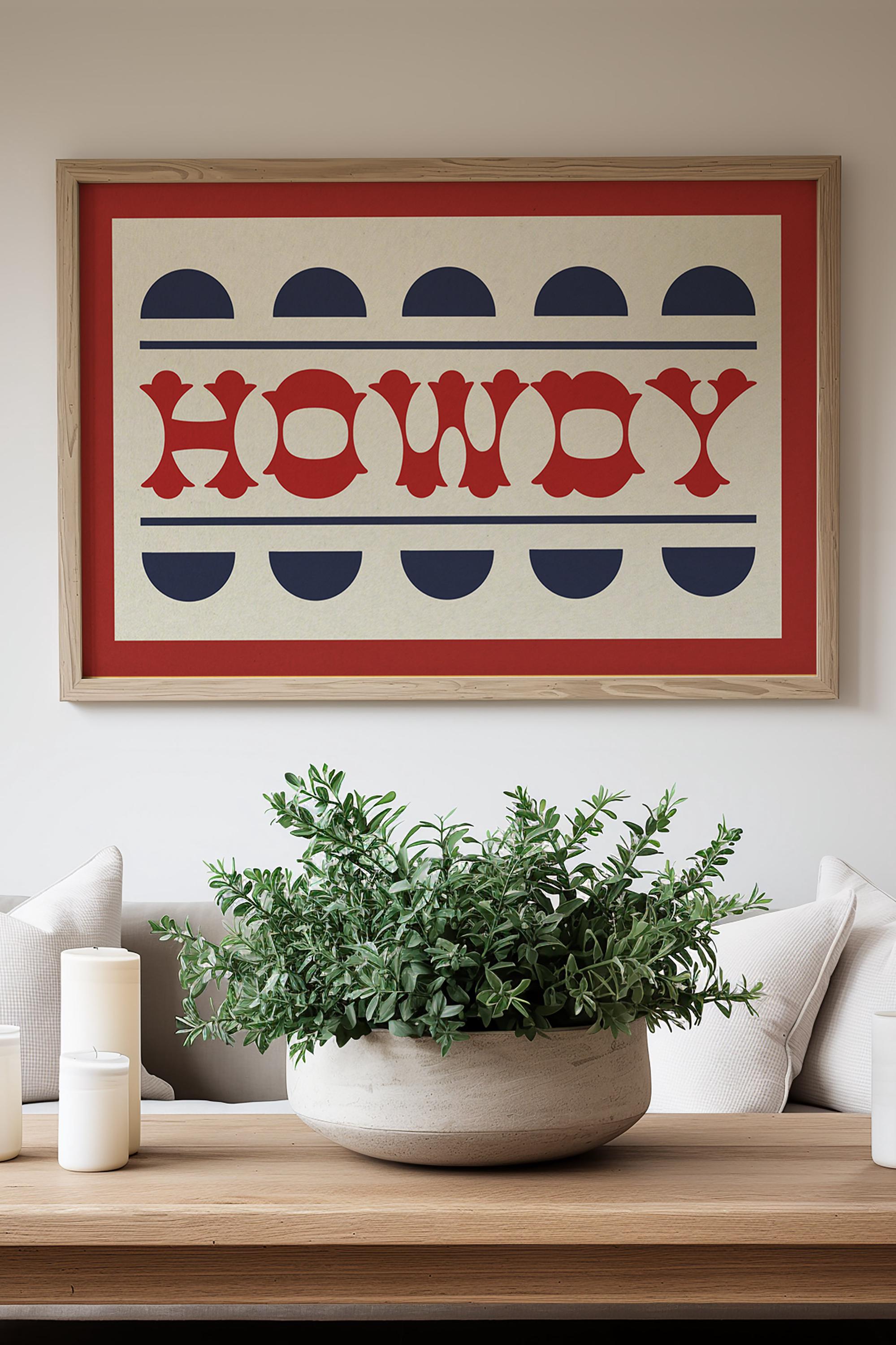 Poster Master Poster Howdy, Stampa Tipografica Rosa Retrò, Arte Western, 24x32 Cm, Senza Cornice, Per Ufficio E Soggiorno - 2