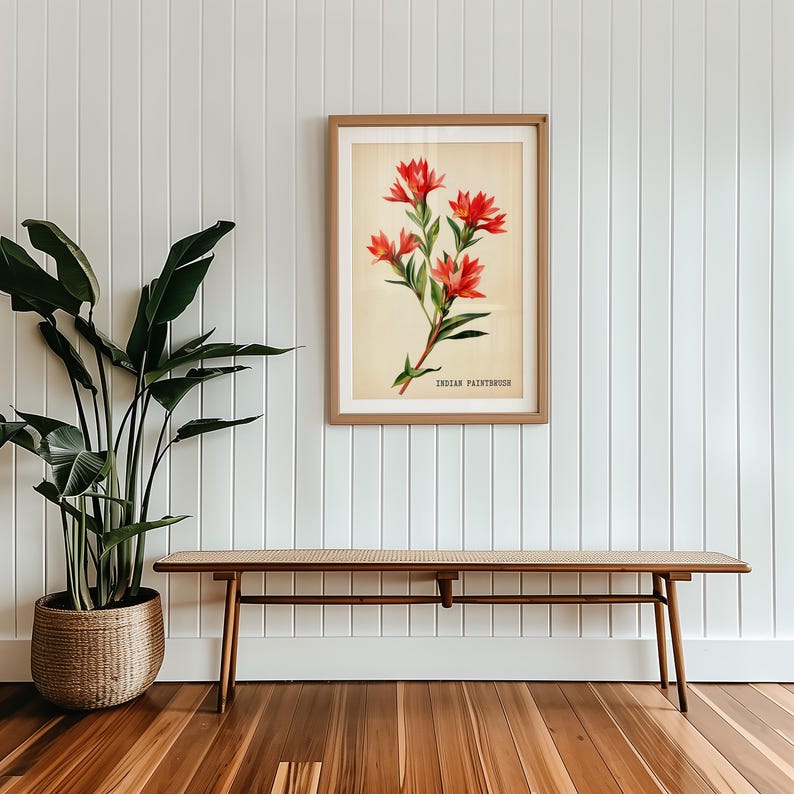Wildflower Wall Art Botanical Illustration Farmhouse Decor Indian ...