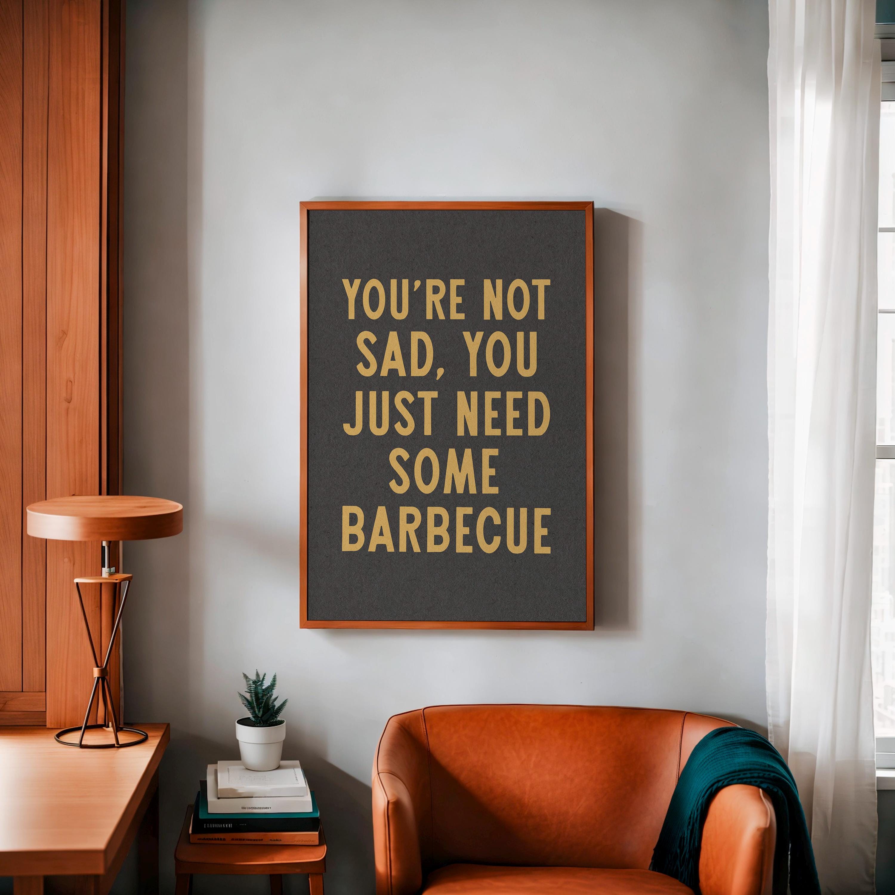 BBQ Wall Decor Funny Kitchen Sign Barbecue Quote Gold Letter Print ...