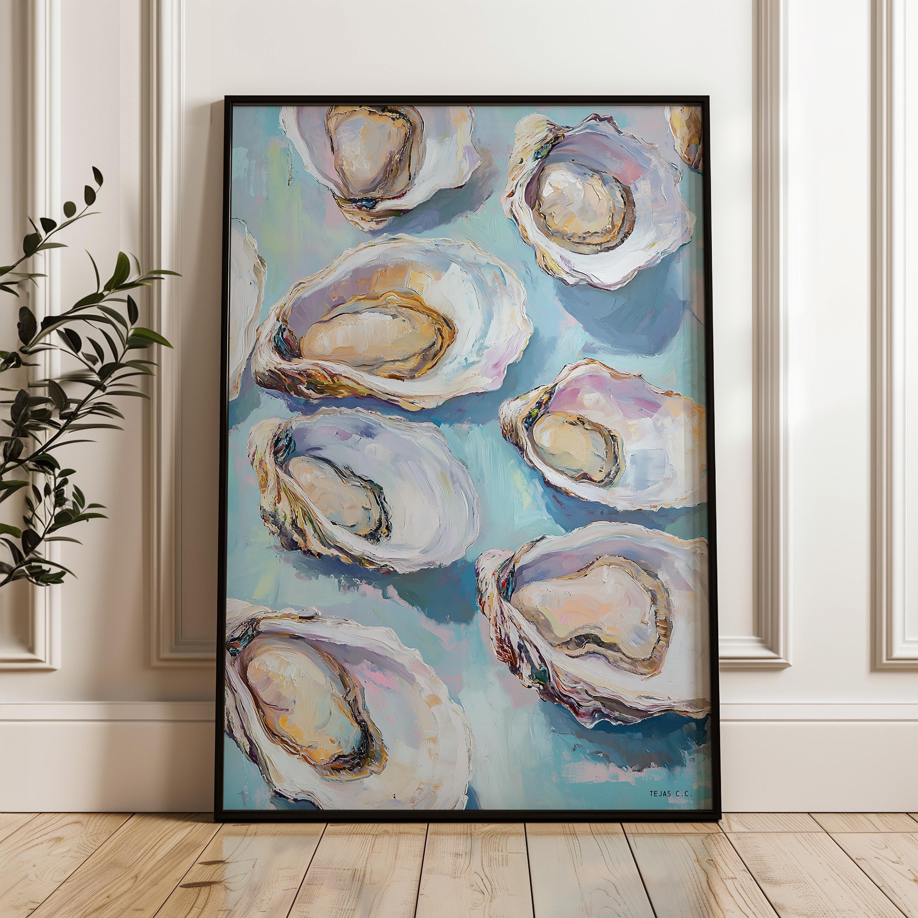 Oyster Painting Print Coastal Kitchen Beach House Decor Dining Living ...