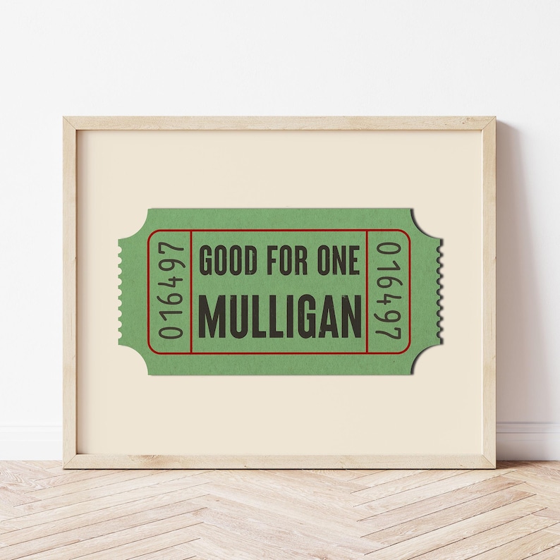 Golf humor interieur kantoor print voor golfer kunst cadeau voor golfliefhebber Mulligan poster ticket print trendy muurkunst afbeelding 3