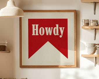 Howdy Poster Wall Decor Art Print Square Typography Art Poster For Dorm Print For Bar Decor Poster Art Gift For Ranch House Decor Artwork