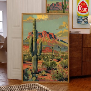Vintage Reise Poster Wüste Landschaft Malen nach Zahlen Südwesten Kunstdruck Büro Wand Dekor Arizona Dekoration Retro Wand Kunst Boho