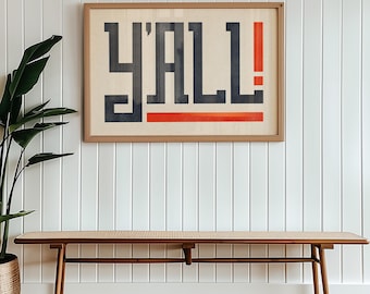 Y&#39;all Typography Wall Art Poster Letterpress Style Art Print For Living Room Wall Decor For Office Print Trendy Design Western Home Decor