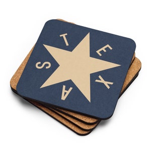 DeZavala-vlag Texas Revolution-vlag Onderzetter met kurk en achterkant voor Texaans cadeau