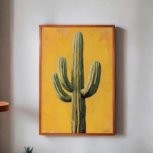 Kaktus Trendy Wand Kunst Poster Print Gold Wüste Dekor Western Poster Mexikanische Wandkunst Ölgemälde Kunst Boho Print
