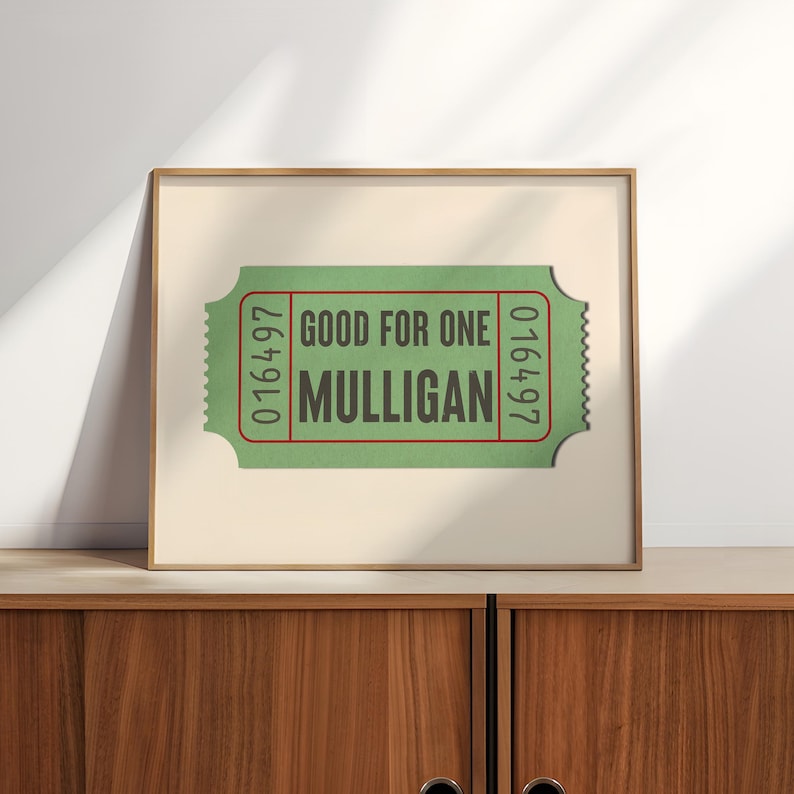 Golf humor interieur kantoor print voor golfer kunst cadeau voor golfliefhebber Mulligan poster ticket print trendy muurkunst afbeelding 2