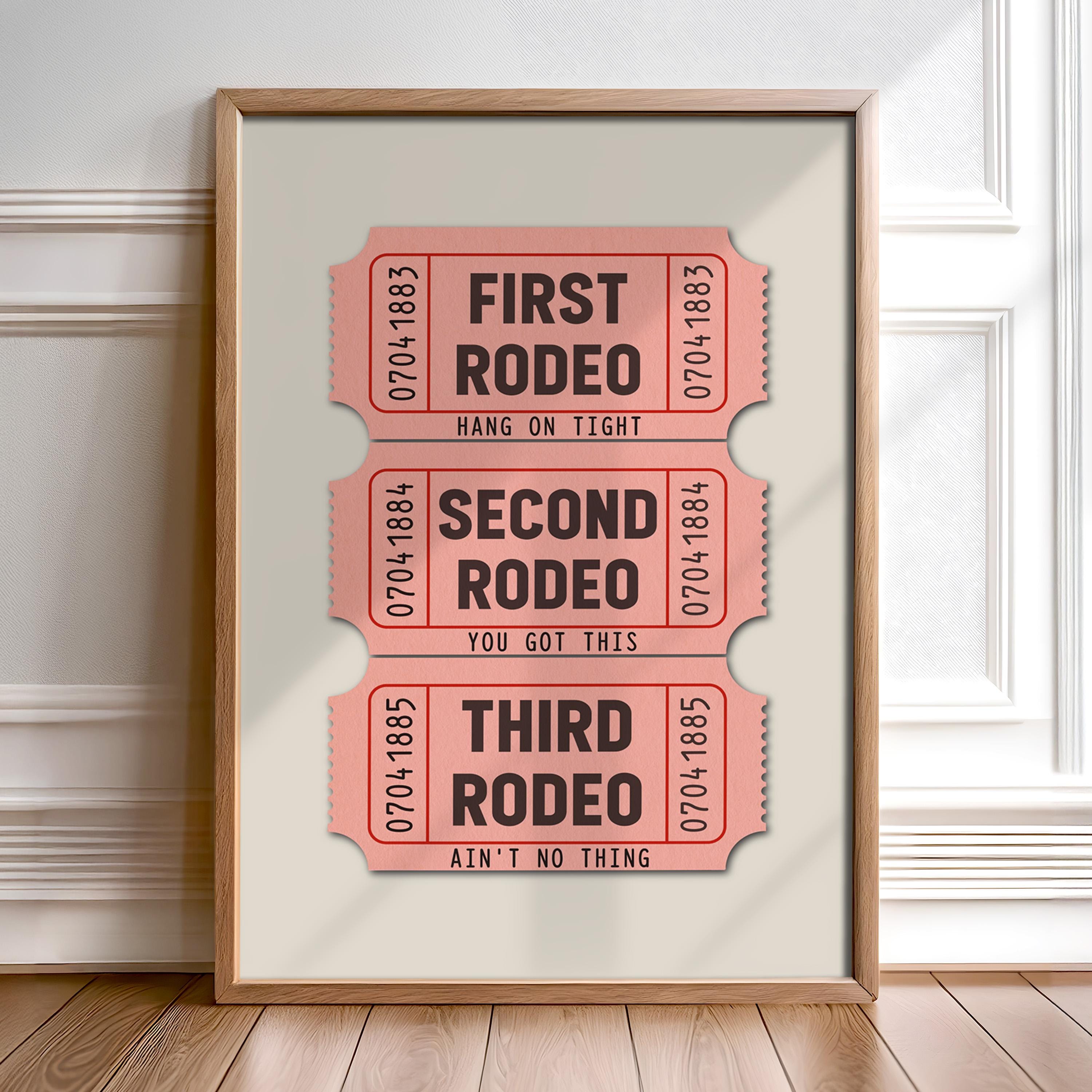 First Rodeo Ticket Stub Wall Art Print Trendy Dorm Fun Decor Western Boho Art Poster Pink Art Decor