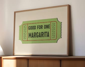 Margarita Wall Art Drink Ticket Print Bar Cart Decor Home Bar Decoration Vintage Bar Kitchen Wall Decor Tequila Lover Gift Restaurant Art