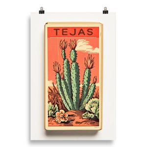 Kaktus Landschaft Wand Kunst Poster Druck Wüste Kunstwerk Dekor Für Wohnzimmer Druck Für Büro Streichholzbrief Texas Kunstdruck Vintage Style Western