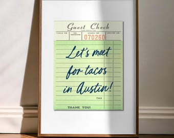 Austin Wall Art for Home Kitchen Decor Southwest Style Dining Room Wall Print Mexican Design Taco Art Texas Present Housewarming Gift City