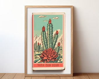 Cactus Landscape Wall Art Poster Print Desert Artwork Decor For Living Room Print For Office Matchbook Texas Art Vintage Floral Western Art