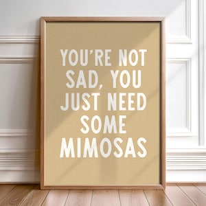 Mimosa Wall Art Zabawny wystrój kuchni Prezent dla miłośnika brunchu Cytat kuchenny Wydrukuj Wystrój wózka barowego Znak brunchu Jadalnia Restauracja Gospodyni Dom