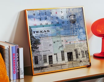 Gruene Hall Mixed Media Collage Art Print