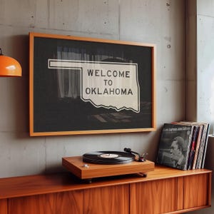 Oklahoma Display Wand Akzent Wohnkultur Vintage Zustand Zeichen Willkommen Nachricht Blue Mountain Pride Geschenk für Büro Zimmer Kunst Bauernhaus Stil