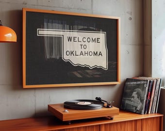 Oklahoma Display Wall Accent Home Decor Vintage State Sign Welcome Message Blue Mountain Pride Gift for Office Room Art Farmhouse Style