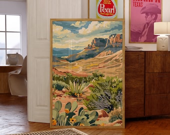 Big Bend Art Print Texas Desert Art Poster Home Decor Southwestern Home Wall Art Paint By Number Style Art Print