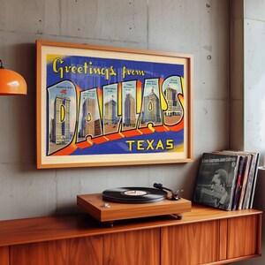 Stampa cartolina d'epoca Dallas Texas Texas Art Poster Retro Poster colorato da viaggio Stampa artistica