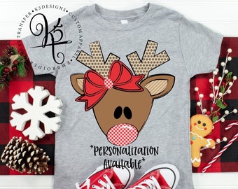 Christmas Reindeer Shirt / Girl Reindeer / Reindeer Shirt / Christmas / Personalization Optional / Infant / Toddler / Youth