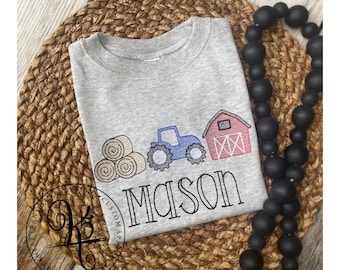 Farming Shirt / Birthday Shirt / Tractor Party / Farm Party / Tractor Birthday / Farm Birthday Shirt / Personalized / Embroidery