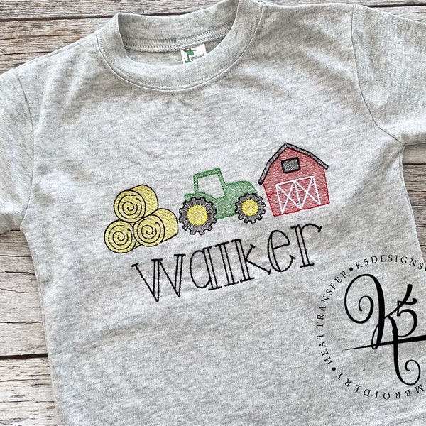 Farming Shirt / Birthday Shirt / Tractor Party / Farm Party / Tractor Birthday / Farm Birthday Shirt / Personalized / Embroidery