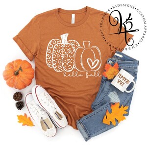Black Hello Fall Thanksgiving Bow Pumpkin Graphic Tee main image 0