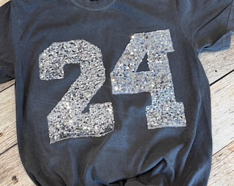 Sequin Game Day Shirt, Custom Number Tee, Comfort Colors Shirt, Sports Mom Shirt, Sequin Applique Shirt