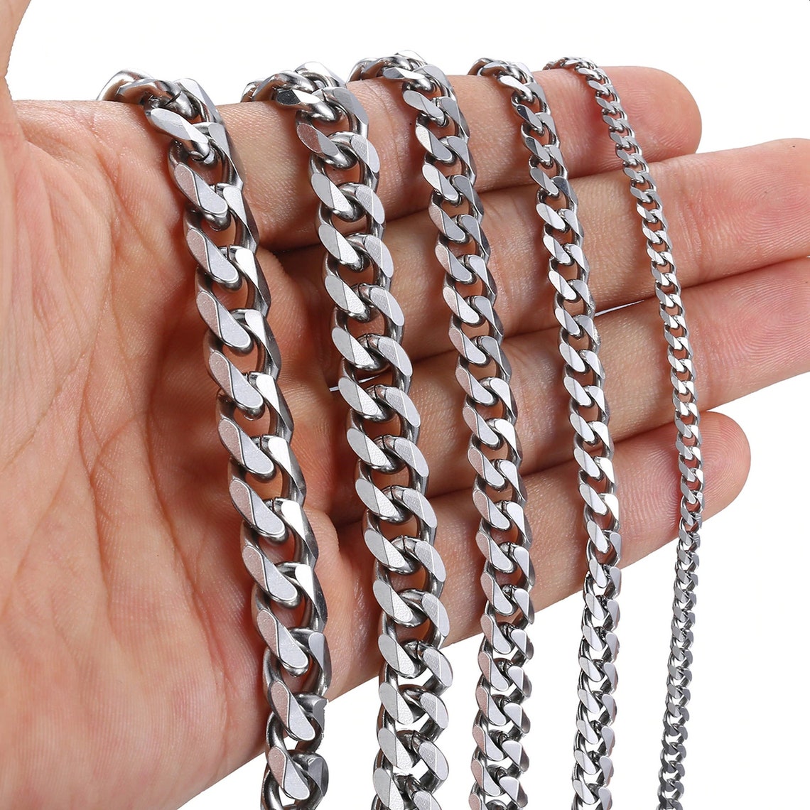 Stainless Steel Cuban Curb Link Chain Necklace 3mm 5mm 7mm | Etsy
