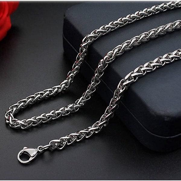 Stainless Steel Wheat link chain necklace / 3mm, 4.5mm, 5.5mm, 8mm wide / Tarnish and rust resistant / For women and Men / Gift