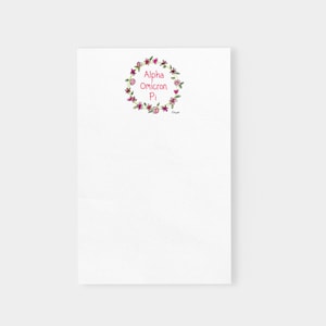 Alpha Omicron Pi Flower and Heart Wreath Officially Licensed Notepad