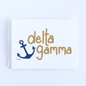 Bronze Delta Gamma and Blue Anchor Sorority Notecard Set Officially Licensed