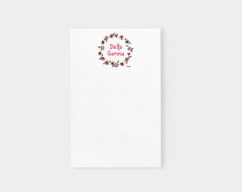 Delta Gamma Sorority Flower and Heart Wreath Officially Licensed Notepad