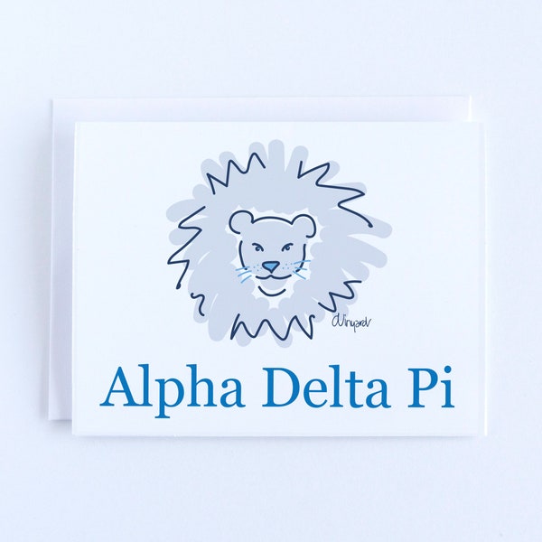 Alpha Delta Pi Lion Sorority Notecard Set Officially Licensed