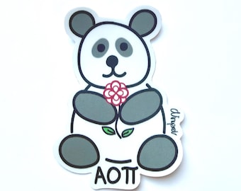 Alpha Omicron Pi Panda Bear Die Cut Sticker