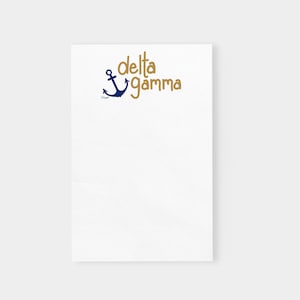 Bronze Delta Gamma and Blue Anchor Officially Licensed Notepad