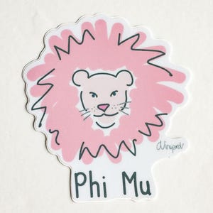 Phi Mu Sorority Lion Die Cut Sticker
