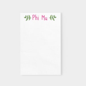 Phi Mu Vines Sorority Officially Licensed Notepad