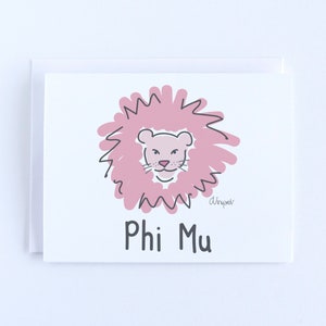 Phi Mu Lion Notecard Set Officially Licensed