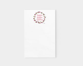Kappa Kappa Gamma Sorority Flower and Heart Wreath Notepad Officially Licensed